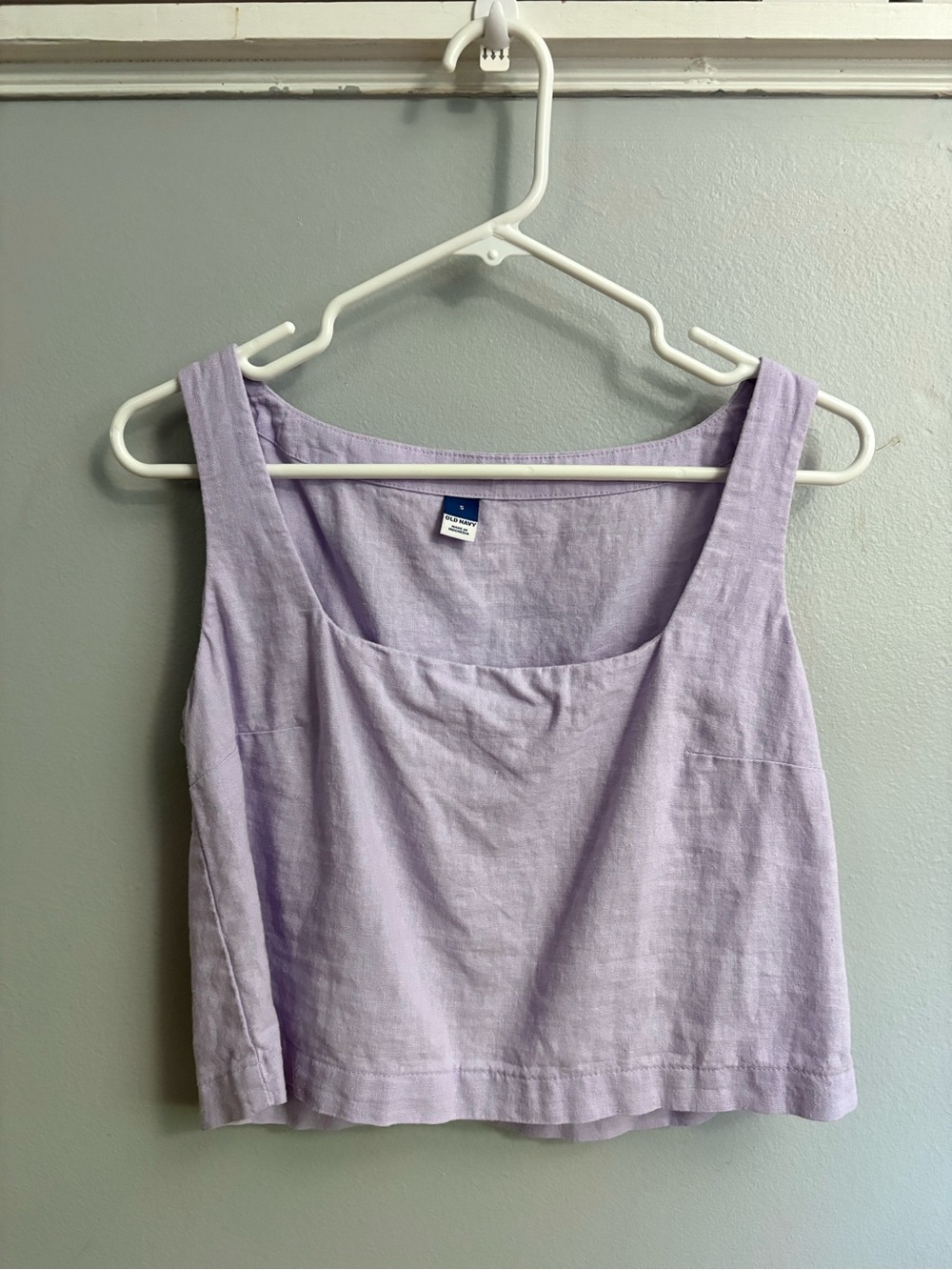 Old Navy Light Lavender Square-Neck Linen Blend Tank